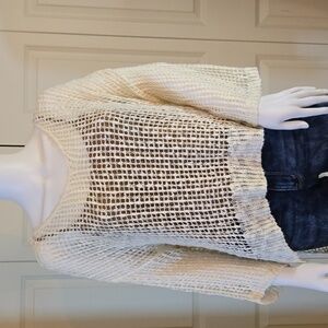 POL Cream Open-Knit Hi/Low Women's Sweater